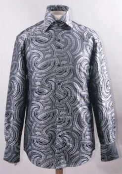 Daniel Ellissa Men's Fashion Dress Shirt - Braided Swirl -Stylish Men's Formal Wear bk white 1 1