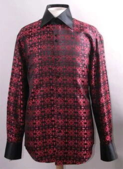 Daniel Ellissa Men's Fashion Dress Shirt - Vibrant Exotic -Stylish Men's Formal Wear black red 1 1