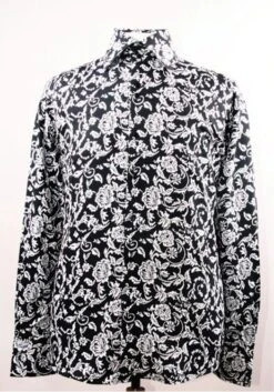 Daniel Ellissa Men's Fashion Dress Shirt - Two Tone Floral -Stylish Men's Formal Wear black white 2 1