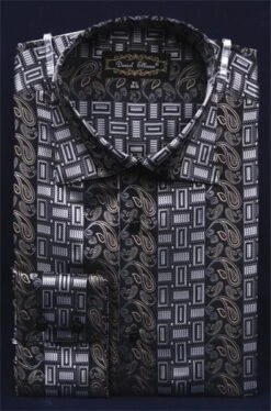 Daniel Ellissa Men's Fashion Dress Shirt - Complex Varied Pattern 24 Daniel Ellissa Men's Fashion Dress Shirt - Complex Varied Pattern -Stylish Men's Formal Wear black 1 44 1