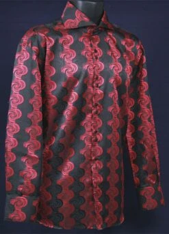 Daniel Ellissa Men's Fashion Dress Shirt - Swirled Print -Stylish Men's Formal Wear blackred full