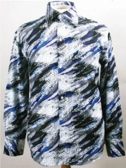 Daniel Ellissa Men's Fashion Dress Shirt - Painted Swirl Design -Stylish Men's Formal Wear blue 20