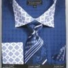 Avanti Uomo Men's French Cuff Dress Shirt Set - Varied Patterns -Stylish Men's Formal Wear blue 9 3