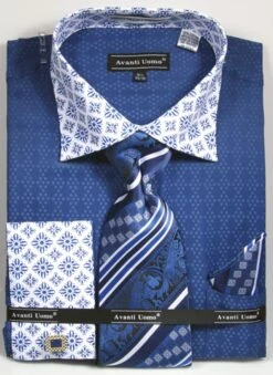 Avanti Uomo Men's French Cuff Dress Shirt Set - Varied Patterns