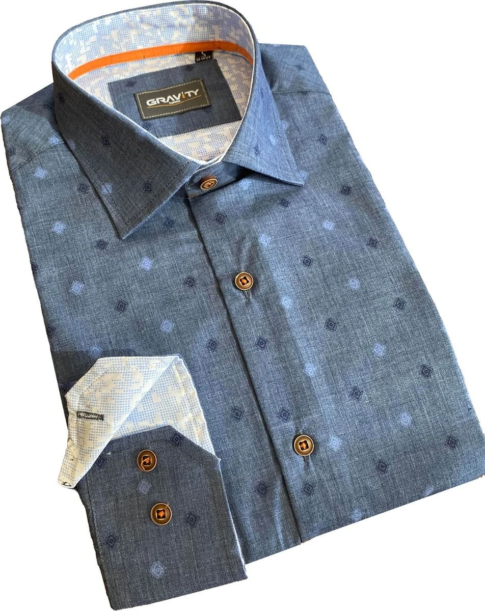 Gravity By Statement Men's Long Sleeve 100% Cotton Shirt - Stylish Patterns 3 Gravity By Statement Men's Long Sleeve 100% Cotton Shirt - Stylish Patterns