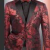 Vinci Men's 2 Button Sport Coat - Floral Jacquard -Stylish Men's Formal Wear bm 02 red