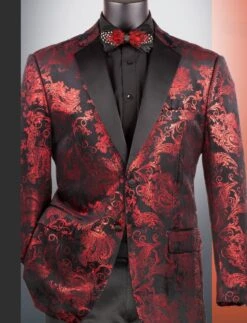 Vinci Men's 2 Button Sport Coat - Floral Jacquard