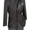 Vinci Men's 2 Button Sport Coat - Vibrant Jacquard -Stylish Men's Formal Wear bm 1 black