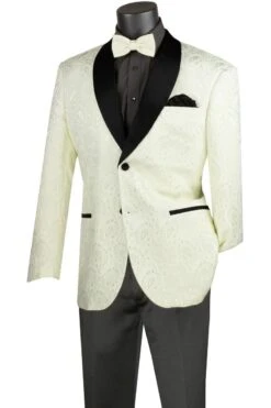 Vinci Men's 2 Button Sport Coat - Vibrant Jacquard -Stylish Men's Formal Wear bm 1 white