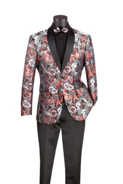 Vinci Men's 2 Button Sport Coat - Floral Tri-Color