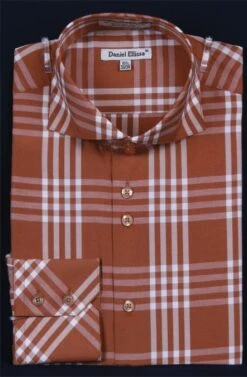 Daniel Ellissa Men's Fashion Dress Shirt - Checker Pattern -Stylish Men's Formal Wear brown 1 1