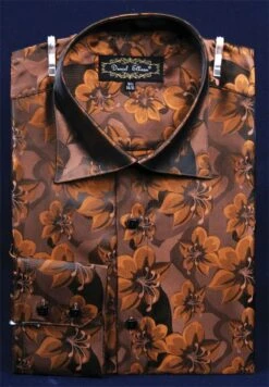 Daniel Ellissa Men's Fashion Dress Shirt - Fancy Floral Print -Stylish Men's Formal Wear brown 2 4 1