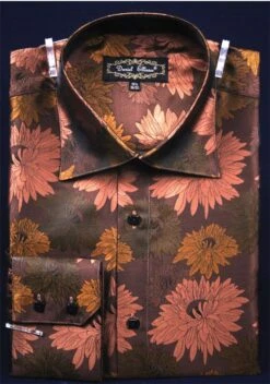 Daniel Ellissa Men's Fashion Dress Shirt - Sunflower Pattern -Stylish Men's Formal Wear brown 2 6 1