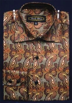 Daniel Ellissa Men's Fashion Dress Shirt - Teardrop Swirl Pattern -Stylish Men's Formal Wear brown 2 7 1