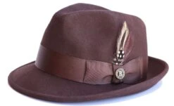 Bruno Capelo Men's Fedora Dress Hat - Blues Brother Style -Stylish Men's Formal Wear brunobluesbrown opt 1