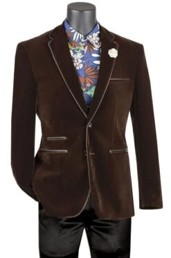 Vinci Men's Luxurious Velvet Slim Sport Coat - Faux Leather Trim 16 Vinci Men's Luxurious Velvet Slim Sport Coat - Faux Leather Trim -Stylish Men's Formal Wear bs 02 brown web 1 scaled 6 1 1