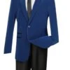 Vinci Men's Luxurious Velvet Slim Sport Coat - Faux Leather Trim -Stylish Men's Formal Wear bs 02 french blue