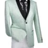 Vinci Men's Slim Fit Sport Coat - Blending Horizontal Stripes -Stylish Men's Formal Wear bsf 12 pale aqua
