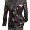 Vinci Men's 2 Button Sport Coat - Detailed Floral Design -Stylish Men's Formal Wear bsq 4 black