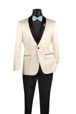 Vinci Men's Slim Fit Sport Coat - Narrow Shawl Lapel -Stylish Men's Formal Wear bst 1 champagne beige 1 1