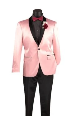 Vinci Men's Slim Fit Sport Coat - Narrow Shawl Lapel -Stylish Men's Formal Wear bst 1 pink 5 1
