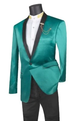 Vinci Men's Slim Fit Sport Coat - Narrow Shawl Lapel -Stylish Men's Formal Wear bst 1 green