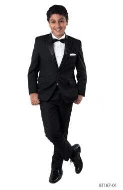 Tazio Boy's 2 Piece Tuxedo - Satin Lapel With Fabric Trim 11 Tazio Boy's 2 Piece Tuxedo - Satin Lapel With Fabric Trim -Stylish Men's Formal Wear bt187 01 55598 1