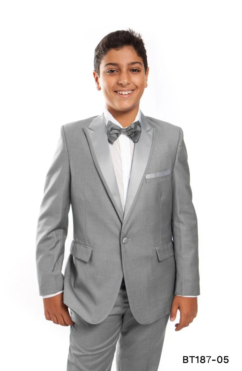 Tazio Boy's 2 Piece Tuxedo - Satin Lapel With Fabric Trim 9 Tazio Boy's 2 Piece Tuxedo - Satin Lapel With Fabric Trim - Image 7