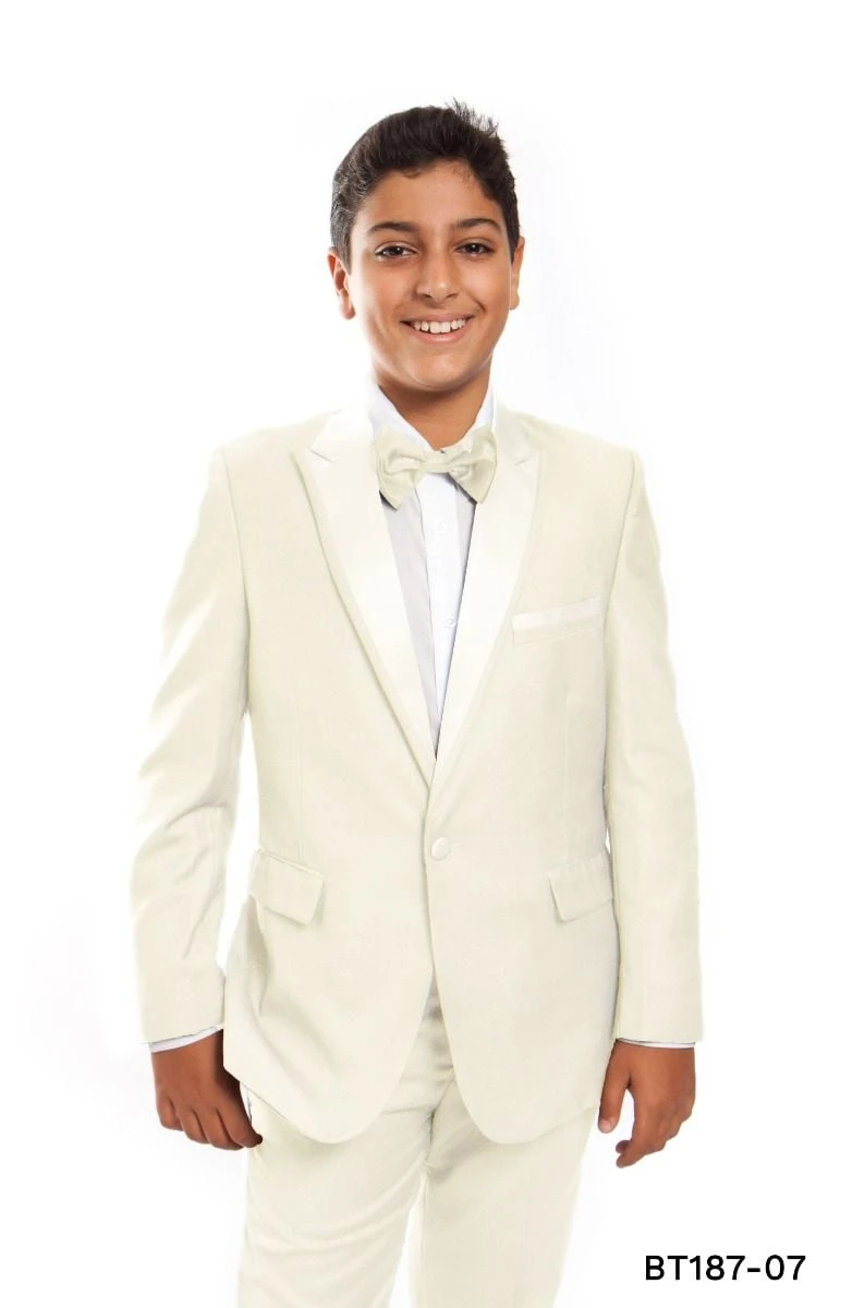 Tazio Boy's 2 Piece Tuxedo - Satin Lapel With Fabric Trim 8 Tazio Boy's 2 Piece Tuxedo - Satin Lapel With Fabric Trim - Image 6