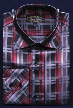 Daniel Ellissa Men's Fashion Dress Shirt - Layered Windowpane 15 Daniel Ellissa Men's Fashion Dress Shirt - Layered Windowpane -Stylish Men's Formal Wear burgundy 10