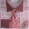 Fratello Men's French Cuff Dress Shirt Set - Tone On Tone -Stylish Men's Formal Wear burgundy 14