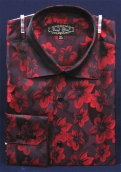 Daniel Ellissa Men's Fashion Dress Shirt - Fancy Floral Print -Stylish Men's Formal Wear burgundy 9 1