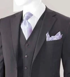 Vittorio St Angelo Men's 3 Piece Classic Suit - Modern Fit -Stylish Men's Formal Wear charcoal a62w 2