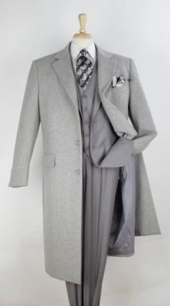 Veno Giovanni Men's 100% Wool Full Length Top Coat - 3 Button Coat -Stylish Men's Formal Wear cs10 1