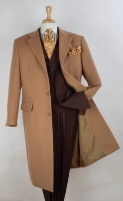 Veno Giovanni Men's 100% Wool Full Length Top Coat - 3 Button Coat -Stylish Men's Formal Wear cs11 1