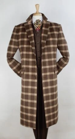 Veno Giovanni Men's 100% Wool Full Length Top Coat - 3 Button Coat -Stylish Men's Formal Wear cs15 1