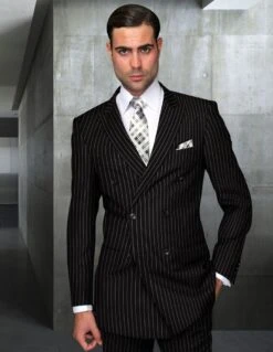 Statement Men's 2 Piece 100% Wool Fashion Suit - Bold Pinstripe