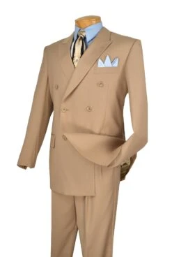 Vinci Men's 2 Piece Executive Suit - Double Breasted -Stylish Men's Formal Wear dc900 1 beige 2 1 2