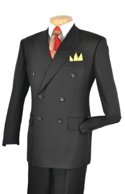 Vinci Men's 2 Piece Executive Suit - Double Breasted -Stylish Men's Formal Wear dc900 1 black 2 1