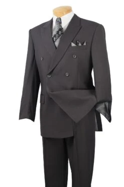 Vinci Men's 2 Piece Executive Suit - Double Breasted -Stylish Men's Formal Wear dc900 1 heather gray 2 1