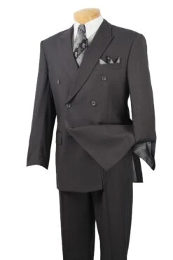 Vinci Men's Outlet 2 Piece Executive Suit - Double Breasted -Stylish Men's Formal Wear dc900 1 heather gray 2 1 3 1