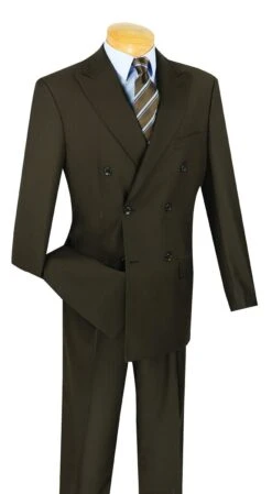 Vinci Men's 2 Piece Executive Suit - Double Breasted -Stylish Men's Formal Wear dc900 1 brown