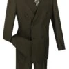 Vinci Men's Outlet 2 Piece Executive Suit - Double Breasted -Stylish Men's Formal Wear dc900 1 brown 34
