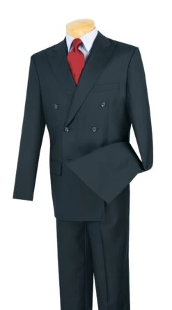 Vinci Men's 2 Piece Executive Suit - Double Breasted -Stylish Men's Formal Wear dc900 1 navy