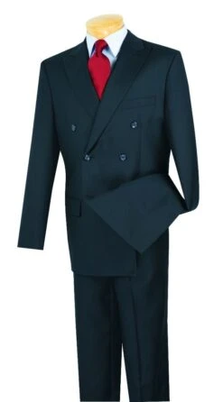 Vinci Men's Outlet 2 Piece Executive Suit - Double Breasted -Stylish Men's Formal Wear dc900 1 navy 18 2