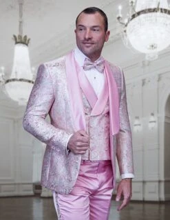 Statement Men's 3 Piece Modern Fit Tuxedo - Tone On Tone