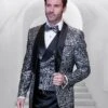 Statement Men's 3 Piece Modern Fit Tuxedo - Swirl Pattern -Stylish Men's Formal Wear delano 5 black