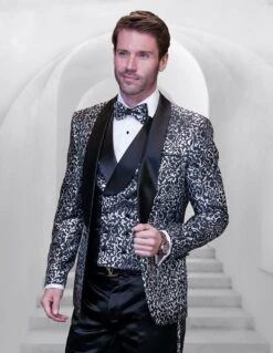 Statement Men's 3 Piece Modern Fit Tuxedo - Swirl Pattern
