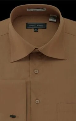 Avanti Uomo Men's Outlet French Cuff Dress Shirt - Wrinkle Free Fabric -Stylish Men's Formal Wear dn32m cappuccino 1 10 1 2