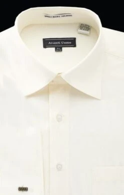 Avanti Uomo Men's Outlet French Cuff Dress Shirt - Wrinkle Free Fabric -Stylish Men's Formal Wear dn32m ecru 1 3 1 1